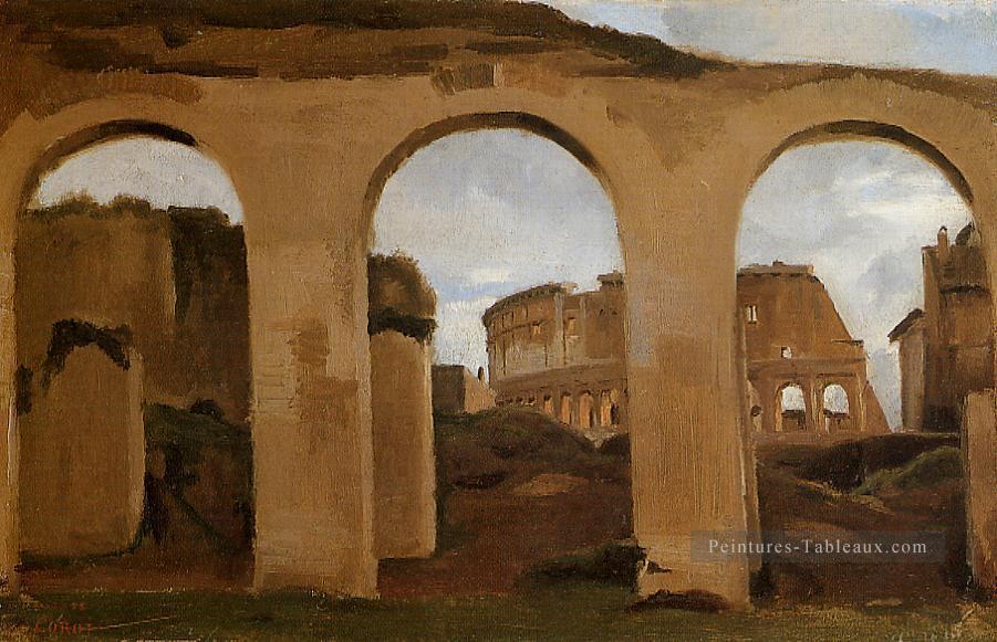 Rome Le Colisée vu à travers les arcs de la Basilique de Constantin Jean Baptiste Camille Corot Peintures à l'huile